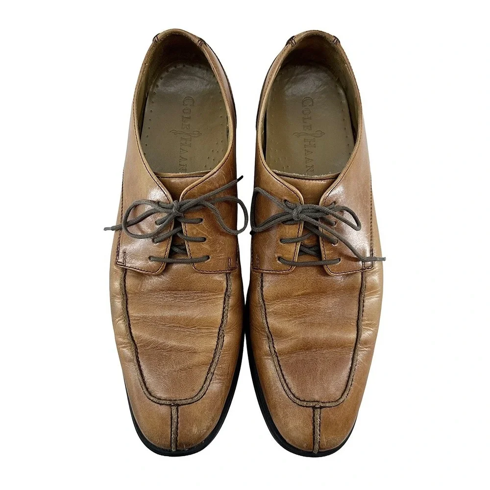 COLE HAAN Men's Leather Oxford Dress Shoes • 9 • Camel Tan